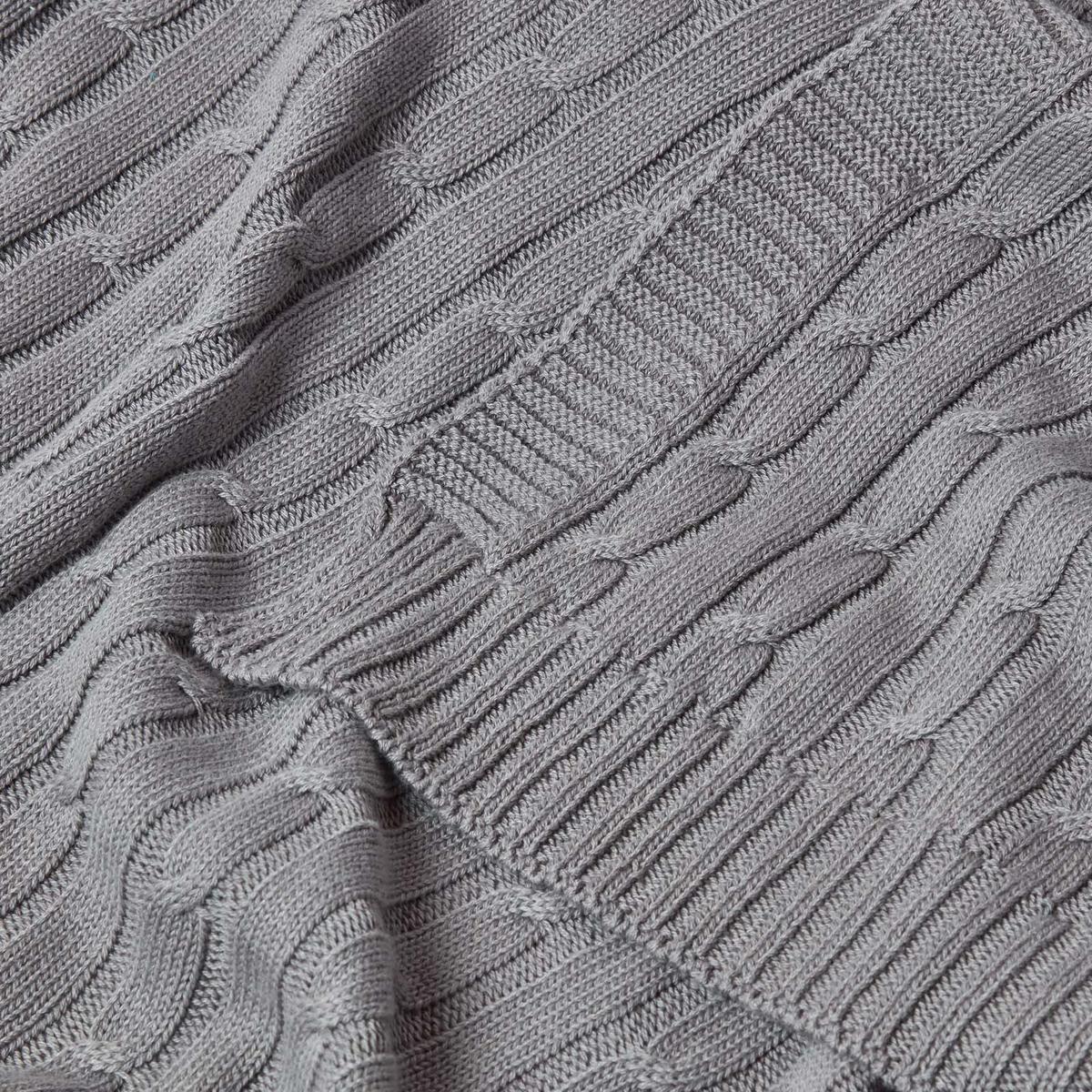 STRICKDECKE 130/170 cm, Baumwolle mit Zopfmuster - Grau, Textil (130/170cm) - Homescapes