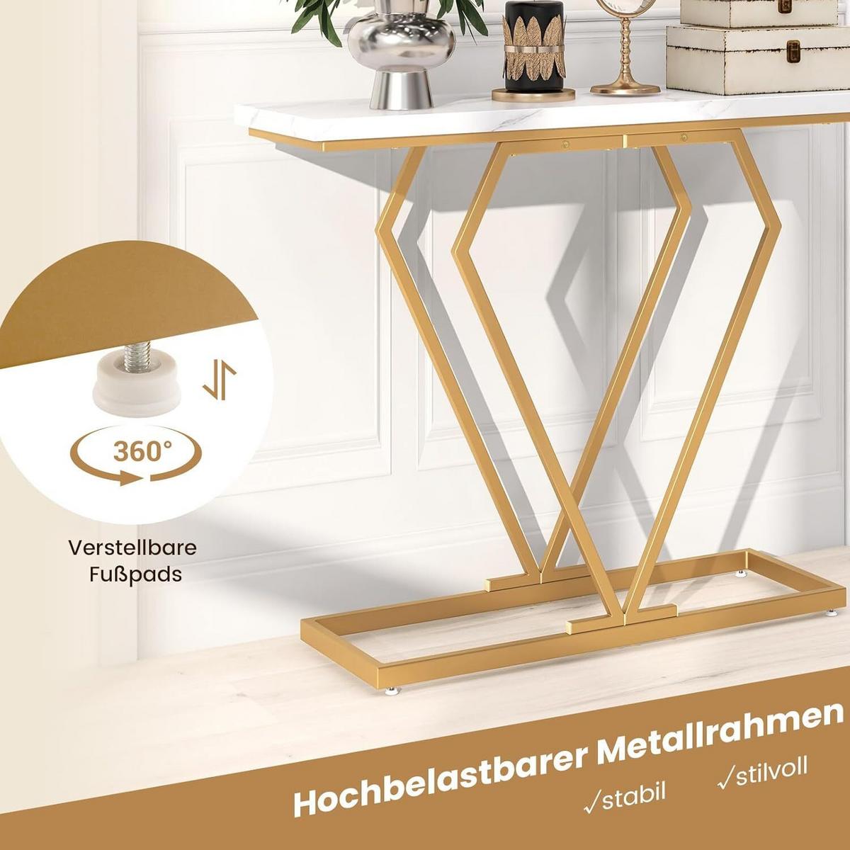 KONSOLENTISCH 80cm Weiß - Weiß, Metall (30/100/80cm) - COSTWAY