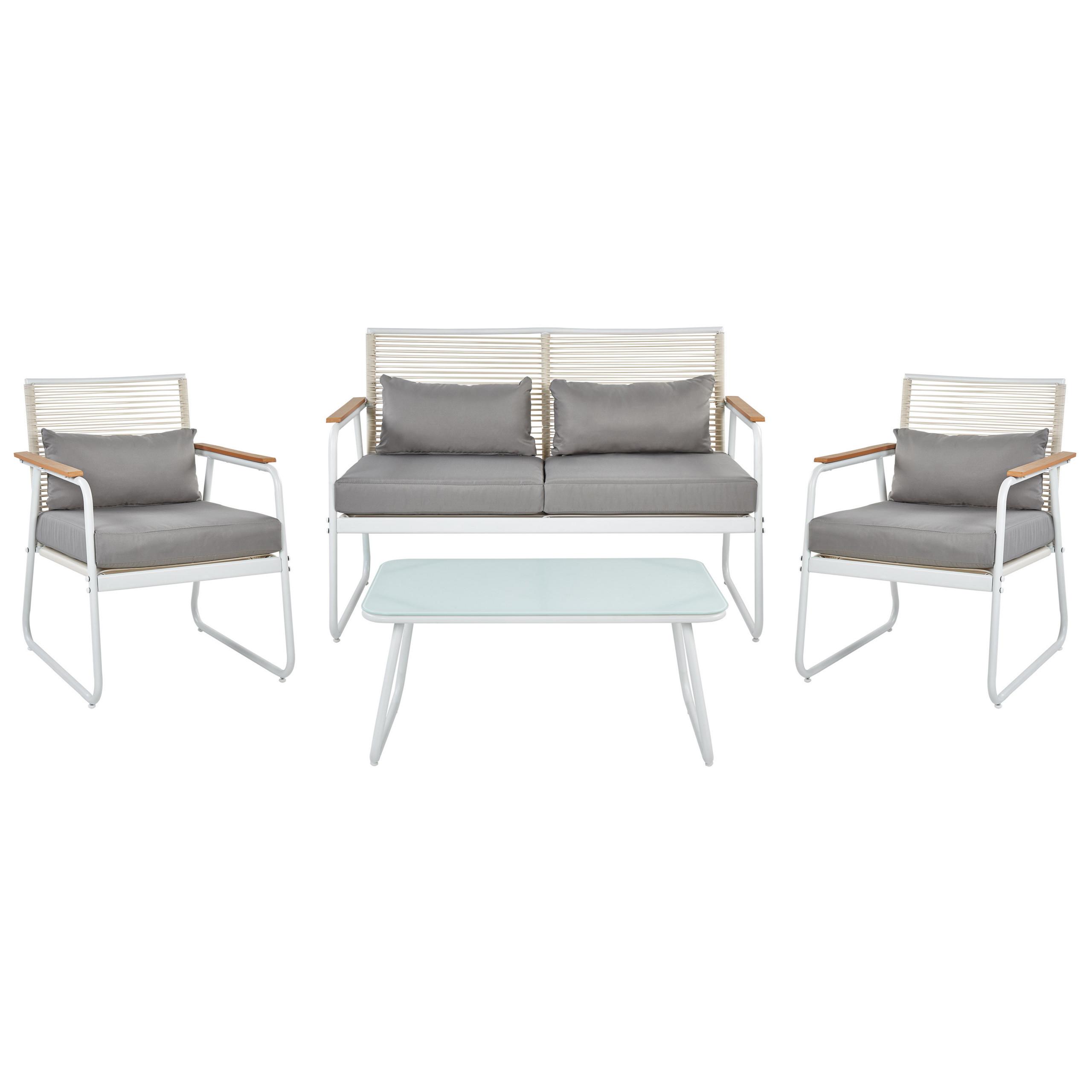 LOUNGE SET 4-Sitzer Metal weiß Pomonte - Weiß/Grau, Metall - Beliani