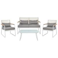 LOUNGE SET 4-Sitzer Metal weiß Pomonte - Weiß/Grau, Metall - Beliani