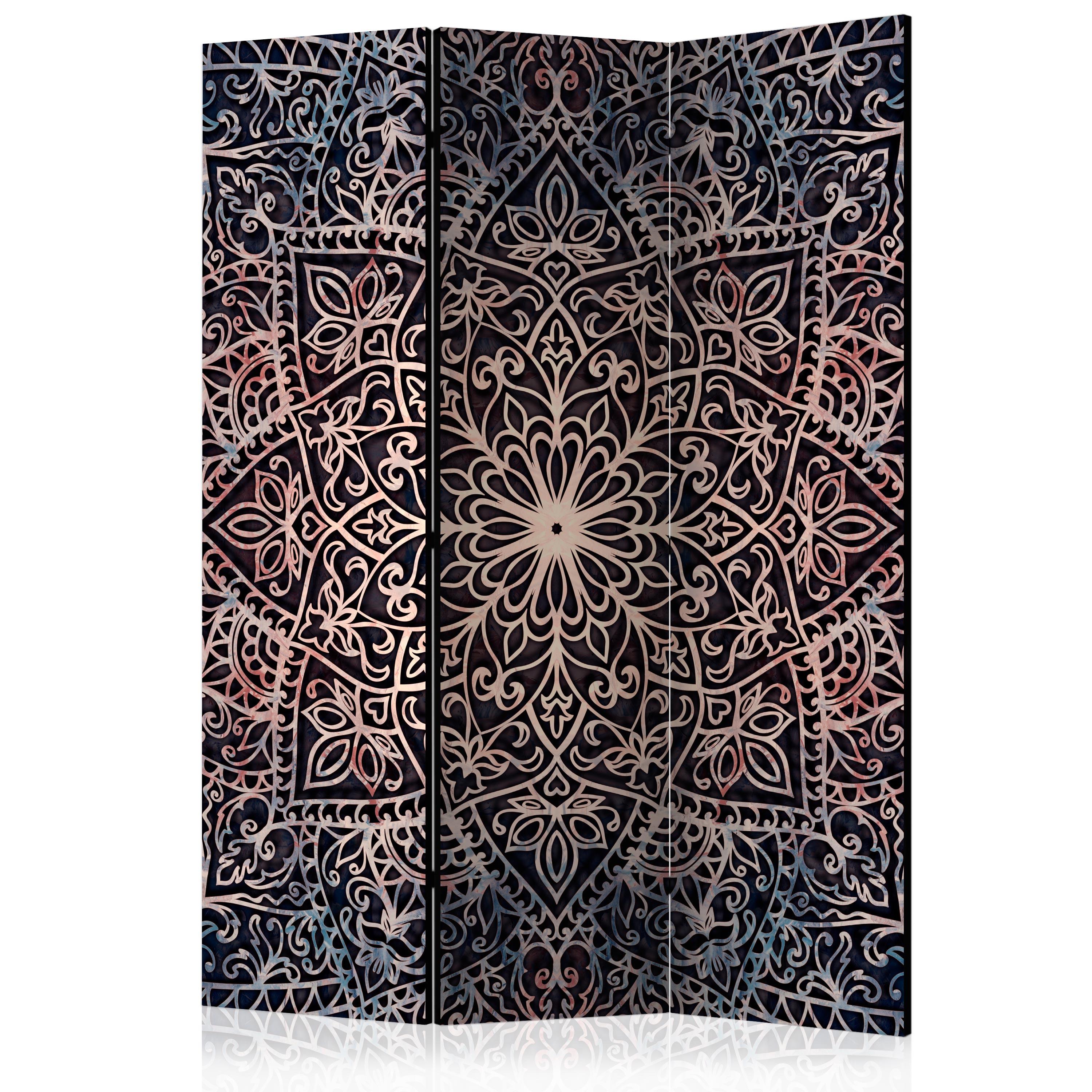 PARAVENT Akustik 3-tlg 135x172 cm Mandala Abstraktion - Multicolor, Holz/Textil (135/172/3cm) - Muralo