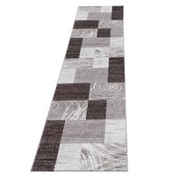 TEPPICH Kurzflor DRAU in Braun, abstrakt kariert, 80 x 300 cm - Braun, Textil (300/80cm) - KADIMA DESIGN