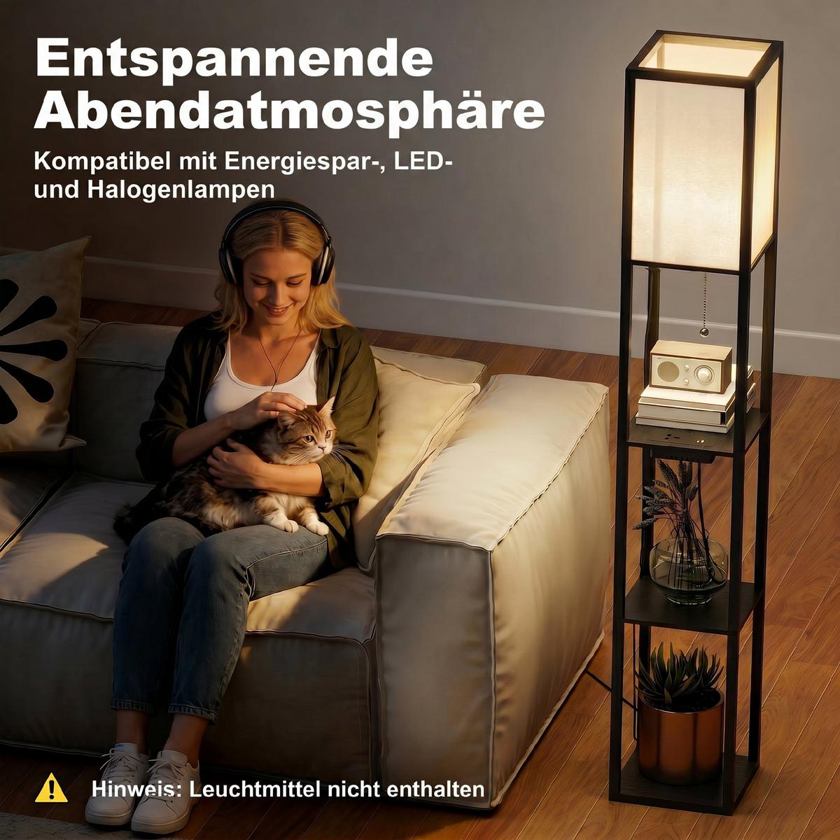 STEHLAMPE Schwarz - Schwarz, Holzwerkstoff (26/26/161cm) - HOMCOM