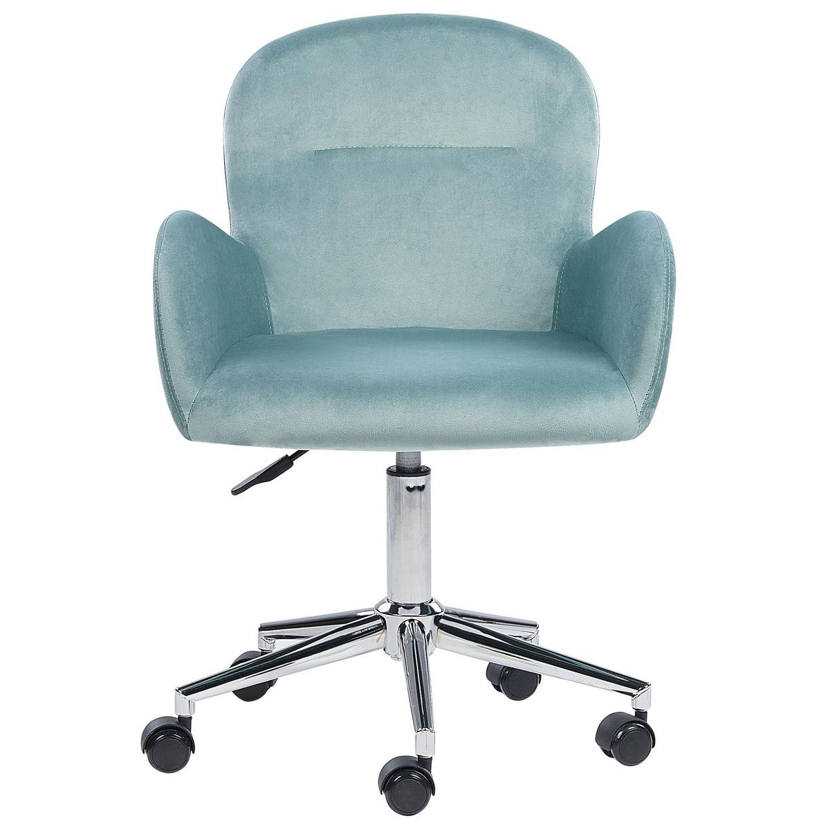 BÜROSTUHL Samtstoff Grün Priddy - Grün, Textil/Metall (60/79/60cm) - Beliani