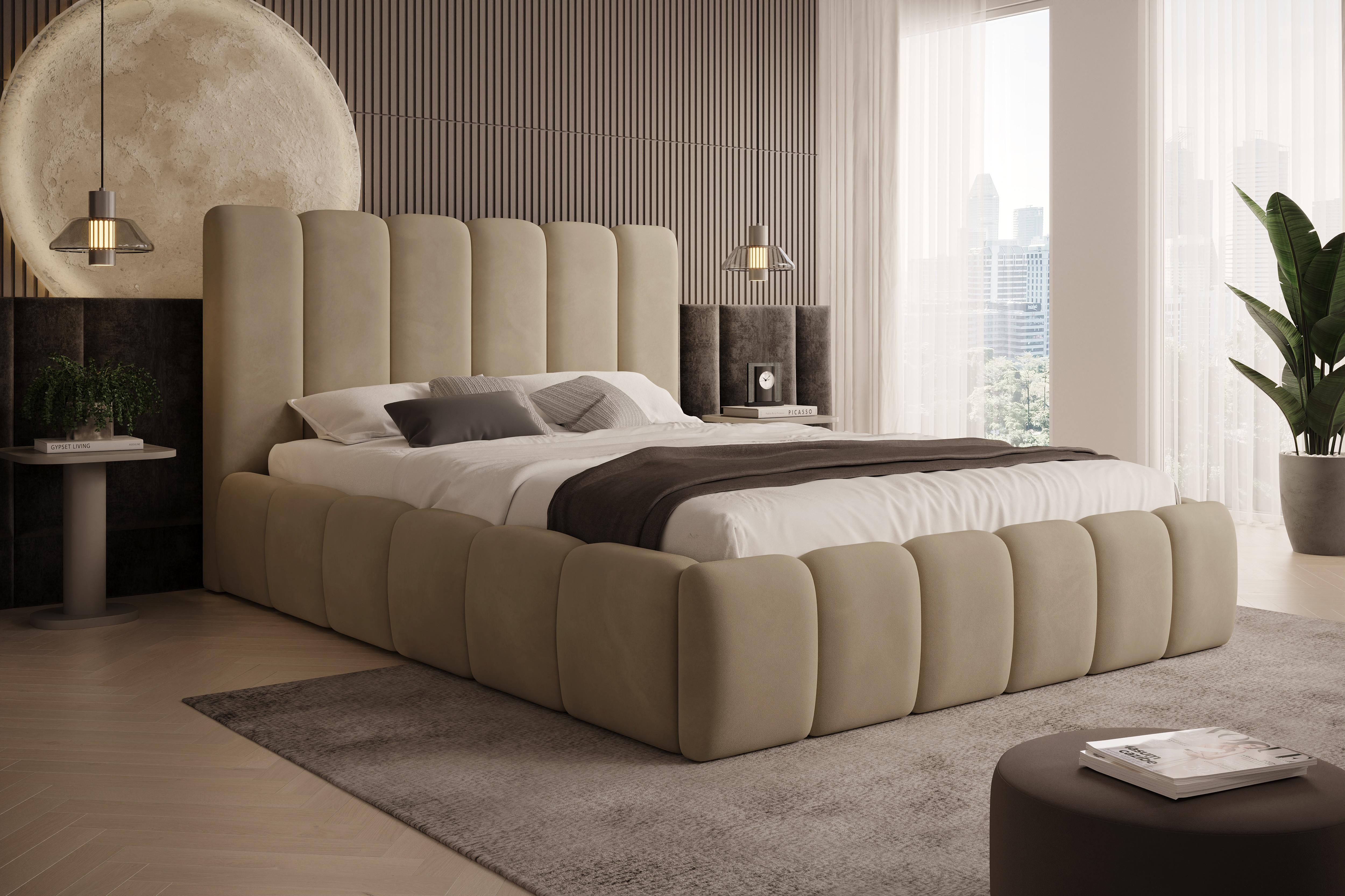 POLSTERBETT Vilo 180x200 mit Bettkasten und Stabilem Metallgestell - Braun, Textil (180/200cm) - Storez24