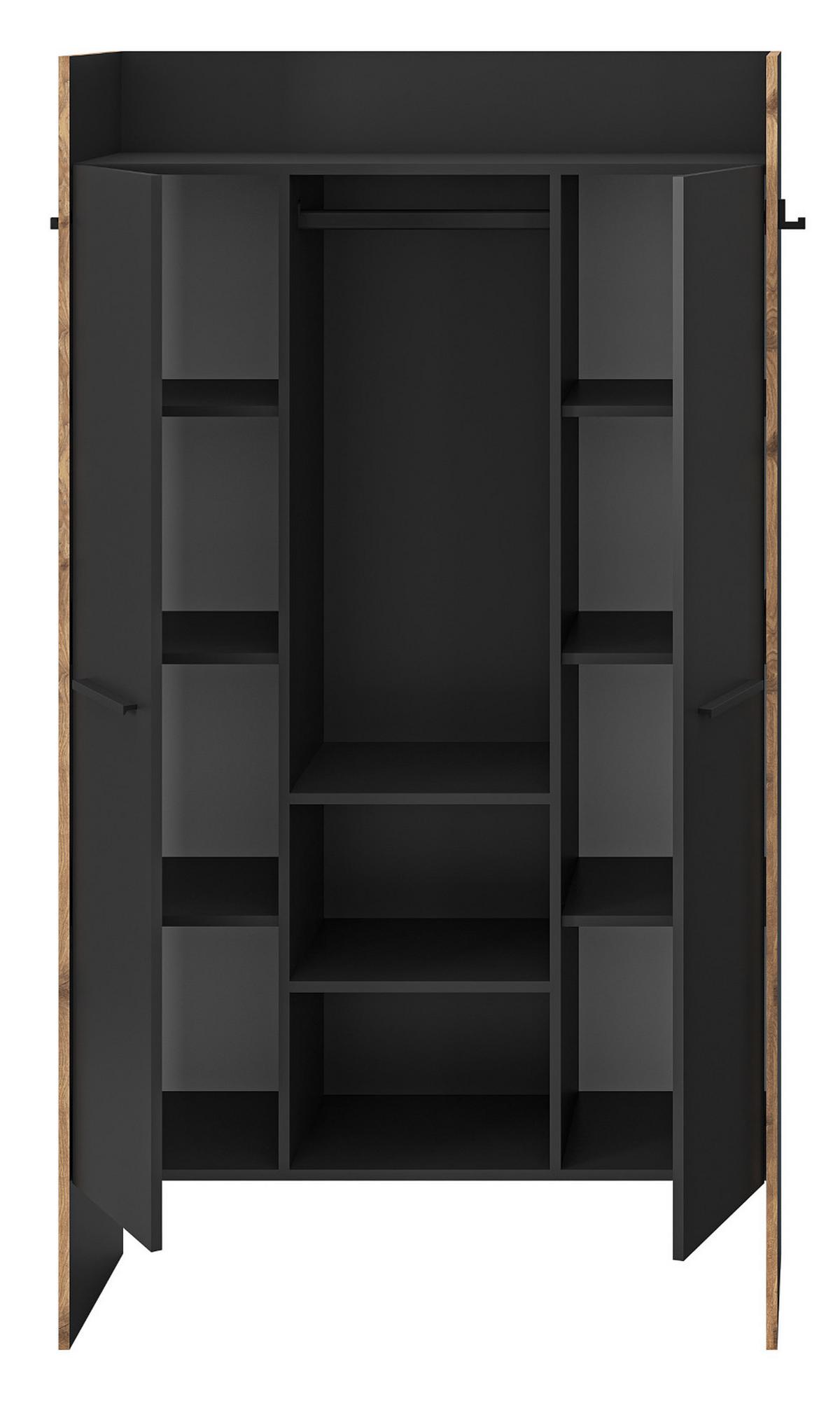 GARDEROBE grau und Nox Eiche, Kompaktgarderobe 105 x 189 cm, Salud - Dunkelgrau/Schwarz, Holzwerkstoff/Kunststoff (105/189/37cm) - Inn.Furn