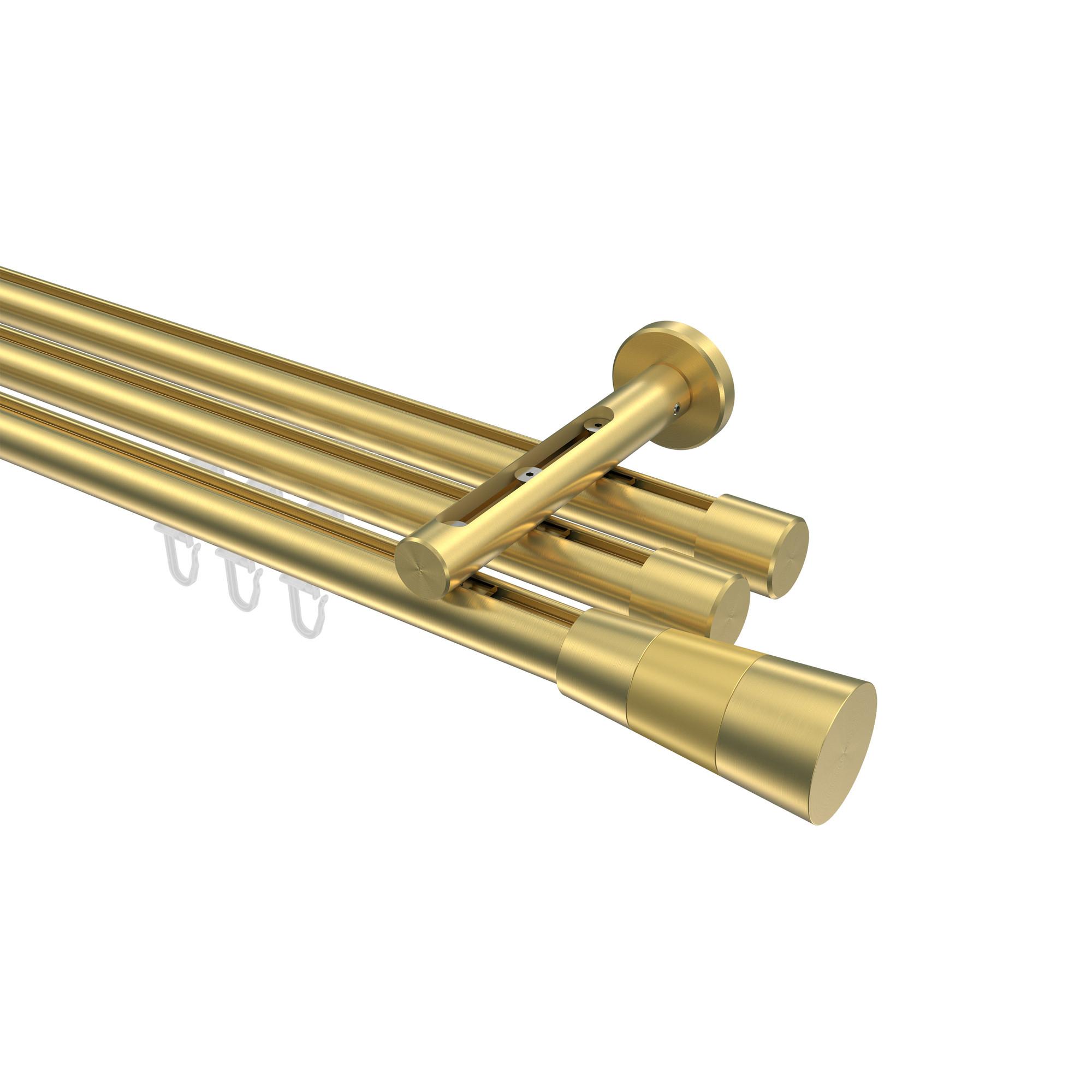 GARDINENSTANGE INNENLAUF Siteno Tanara 420 cm (geteilt in 3 x 140 cm), 3-läufig, 20 mm Ø Messing-Optik - Messingfarben/Goldfarben, Metall (420cm) - INTERDECO