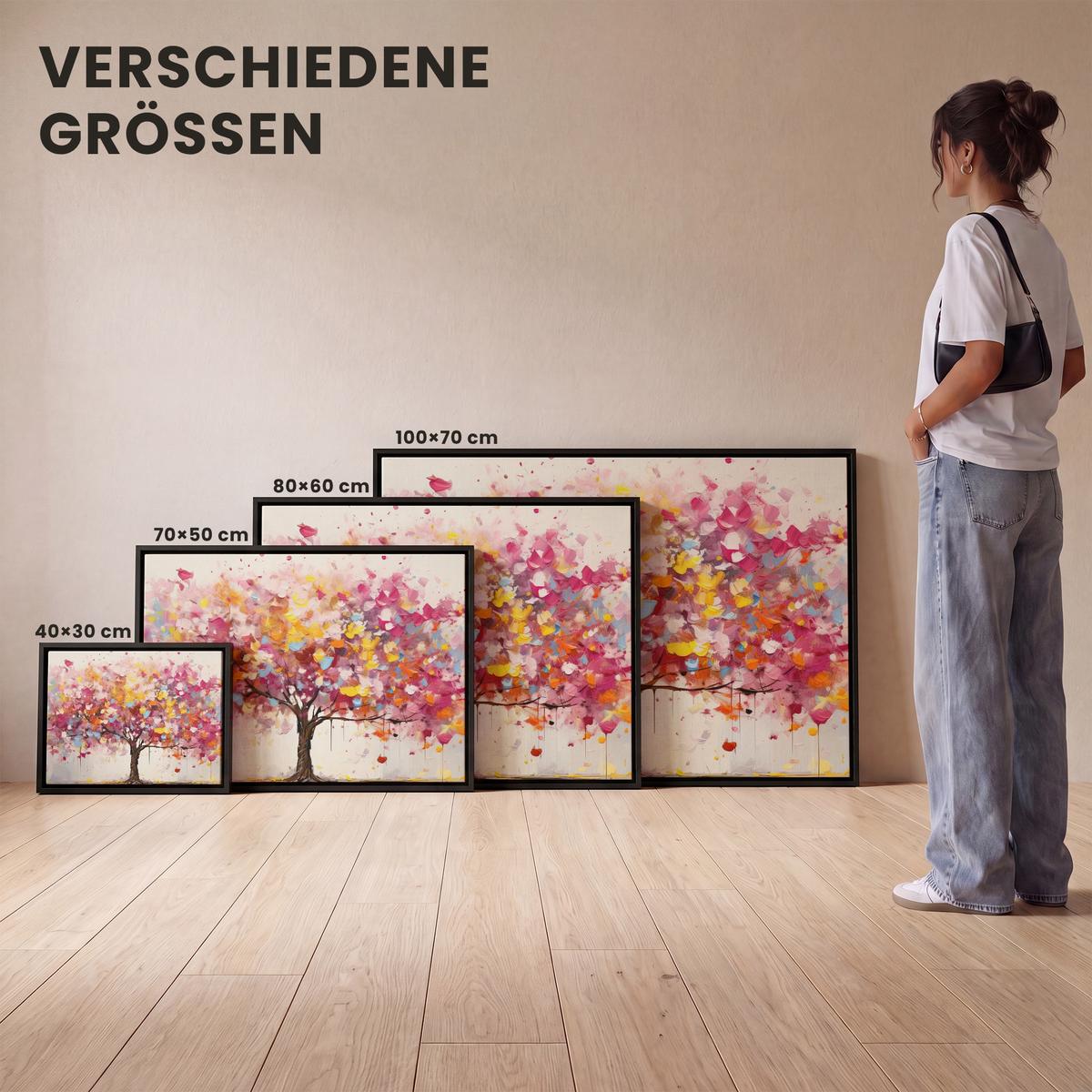 LEINWAND Bilder mit Rahmen - Aquarell - Baum - Kunst - Abstrakt - 40x30 - Multicolor, Textil (40/30cm) - MuchoWow