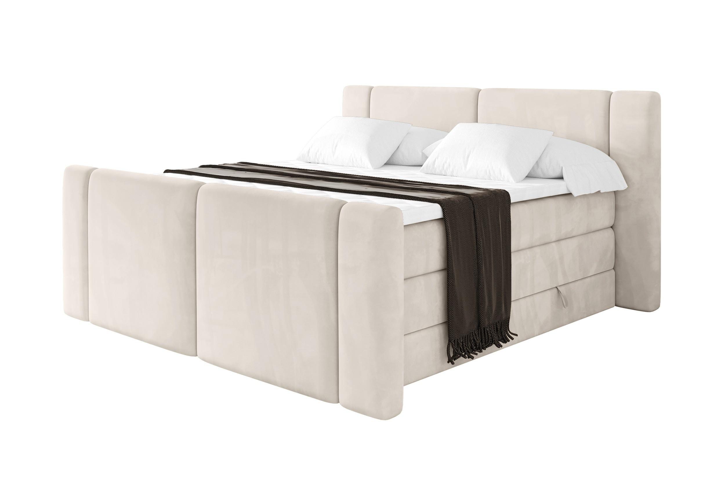 BOXSPRINGBETT mit Matratze H3/H4 - EVON KING Zanozek - 160x200 cm Beige - Beige, Holzwerkstoff (160/200cm) - ALTDECOR