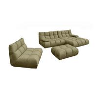 SITZGRUPPE VIVIEN 3ER SET Grün Velvet (1er-Set) - Olivgrün/Grün, Kunststoff/Textil (359/85/510cm) - KAWOLA