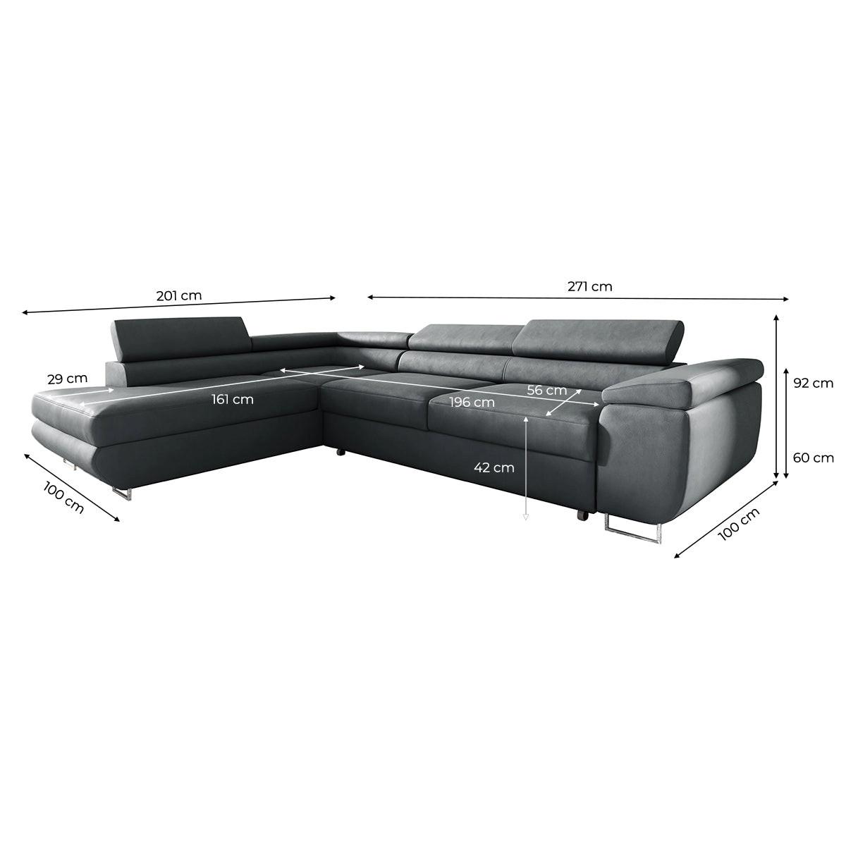 ECKSOFA Lyam 4 Sitzplätze Dunkelgrau - Grau, Textil (271/201cm) - Petits-meubles