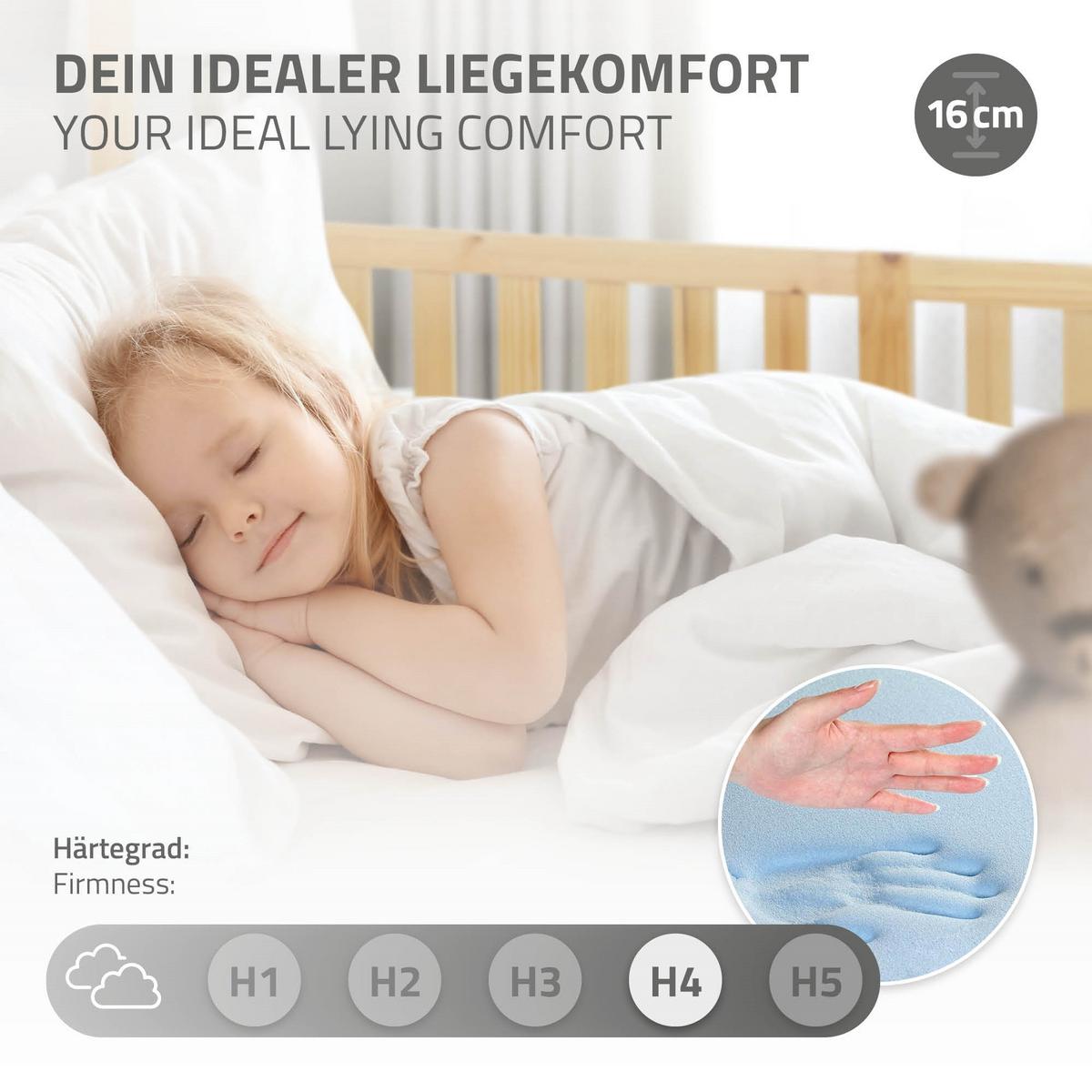 KINDERBETT 90x200 cm mit Matratze & Regal Natur aus Kiefernholz - Naturfarben, Holz (90/200cm) - ML-DESIGN