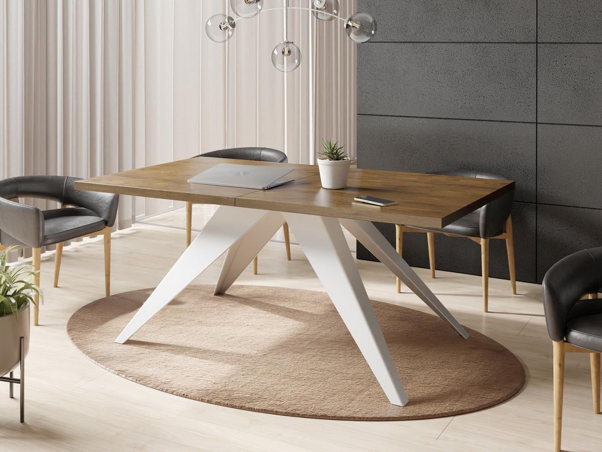 ESSTISCH Vance Weiß rechteckig ausziehbar, Lefkas Eiche 160-260/90/76 cm - Alteiche/Weiß, Holzwerkstoff/Metall (90/260/76cm) - WFL GROUP