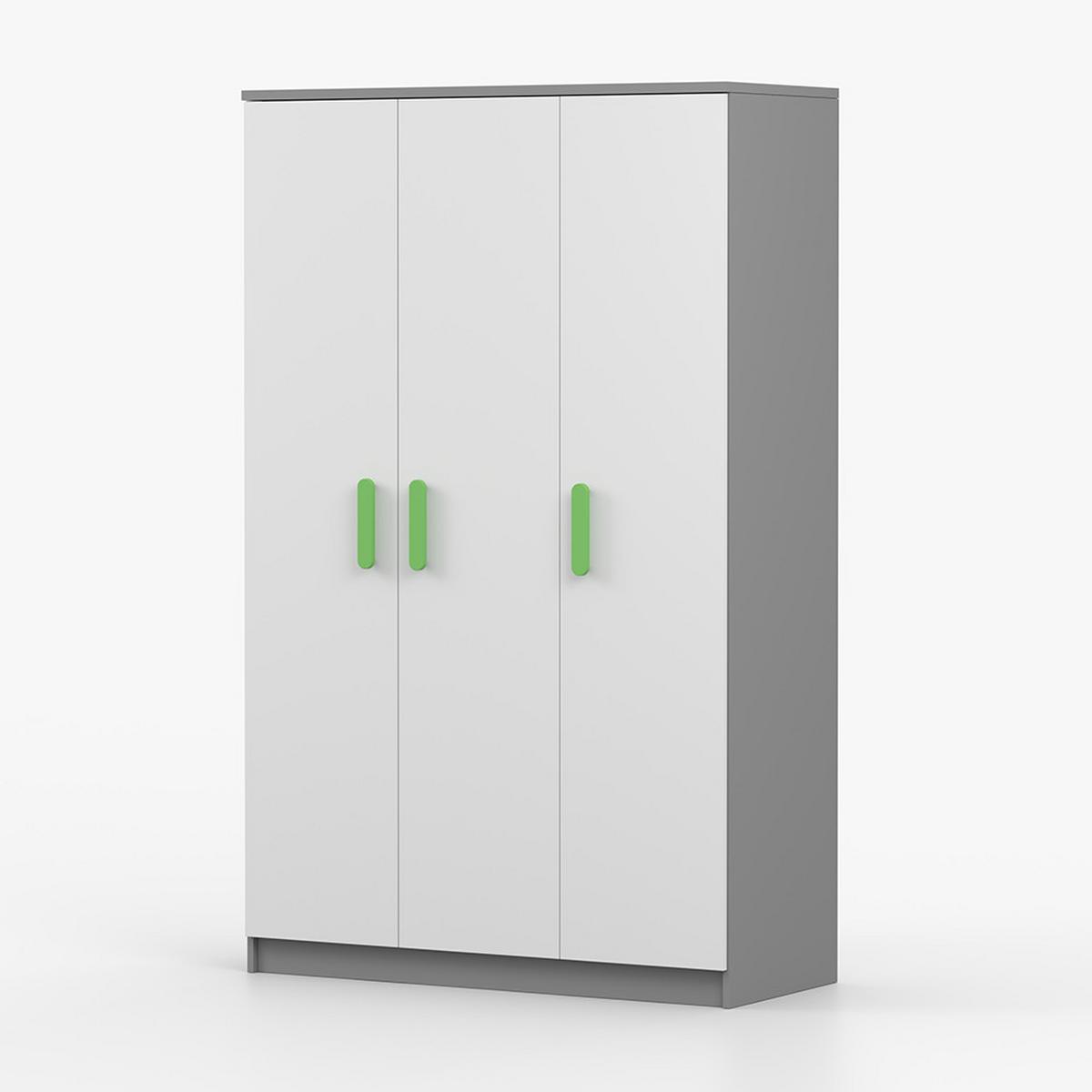 KLEIDERSCHRANK Jonas II 2D 19, 120/192/50, 3-türig, grau - Weiß/Grau, Holzwerkstoff (120/194/50cm) - imoebel24