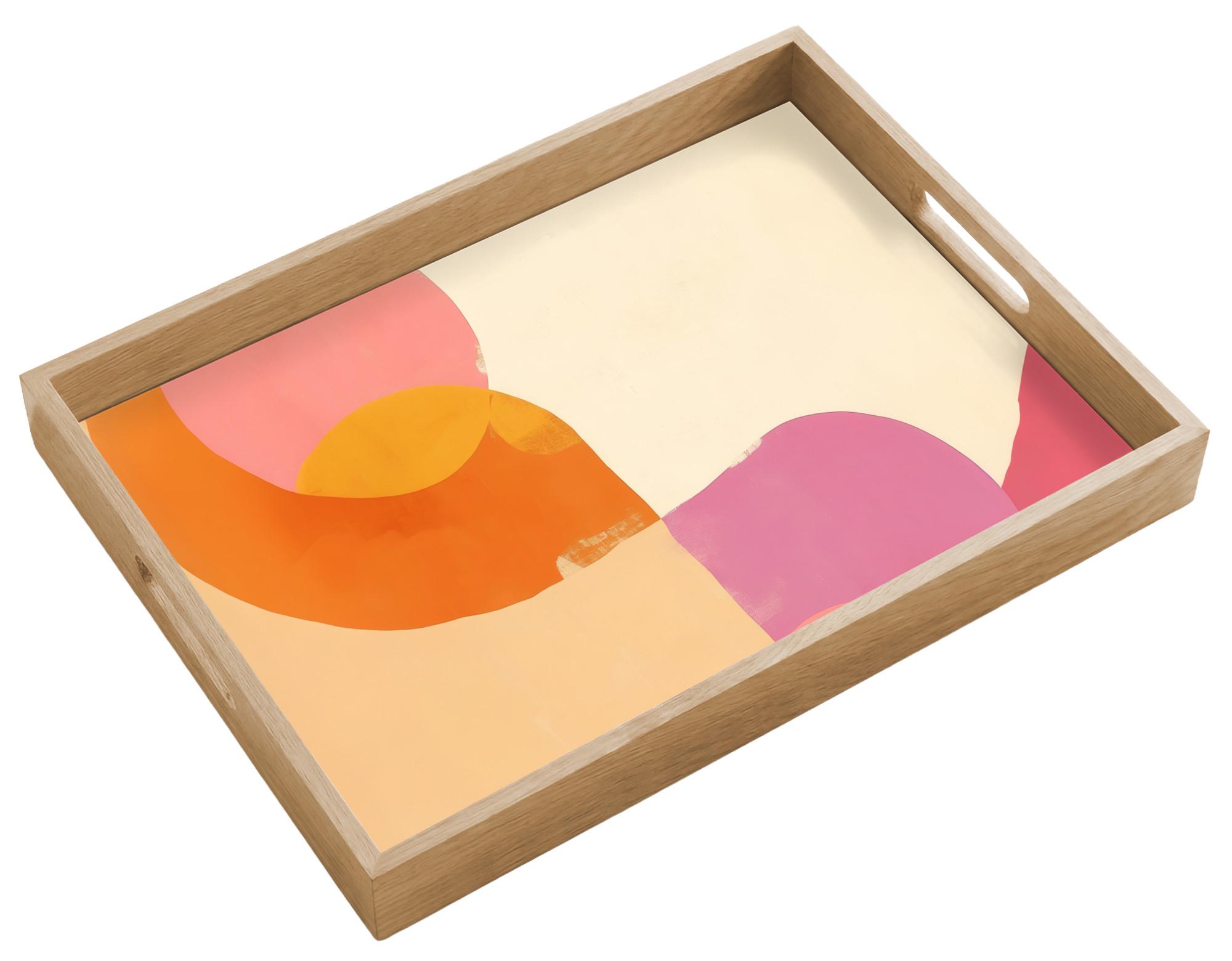 TABLETT Formen - Abstrakt - Farbenfroh 50x35 cm - Orange, Holz (50/5/5cm) - OnlyWow
