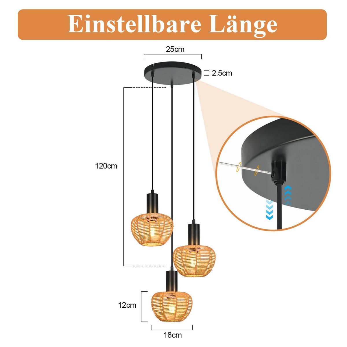 PENDELLEUCHTE BAMBUSKÄFIG Ⅲ 25/25/120 cm - Schwarz, Metall (25/25/120cm) - Nettlife
