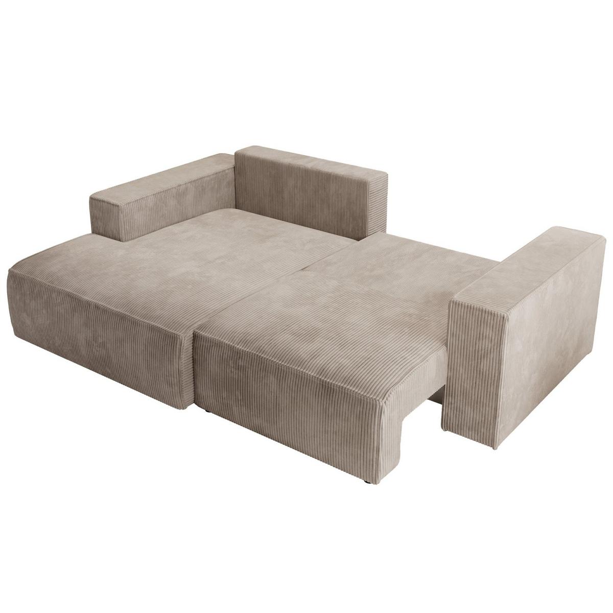 ECKSOFA Farese Mini mit Cordbezug Beige, links - Beige/Schwarz, Textil (240/167cm) - Selsey