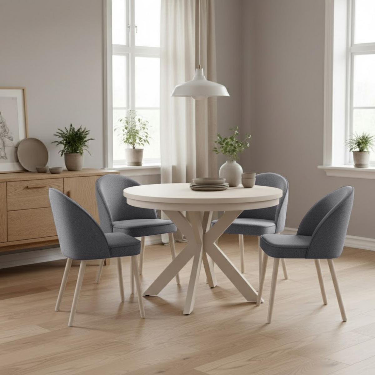 STUHL Luna, Polsterstuhl für das Esszimmer mit kaschmirfarbenen Holzbeinen, Grau - Kaschmir/Grau, Holz (51/87/46cm) - Beautysofa