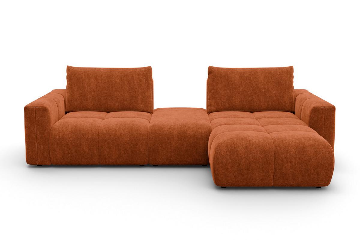 ECKSOFA VERONA 4-Sitzer RECHTS, Orange - Schwarz/Orange, Holz/Textil (282/173cm) - Courtois Laville