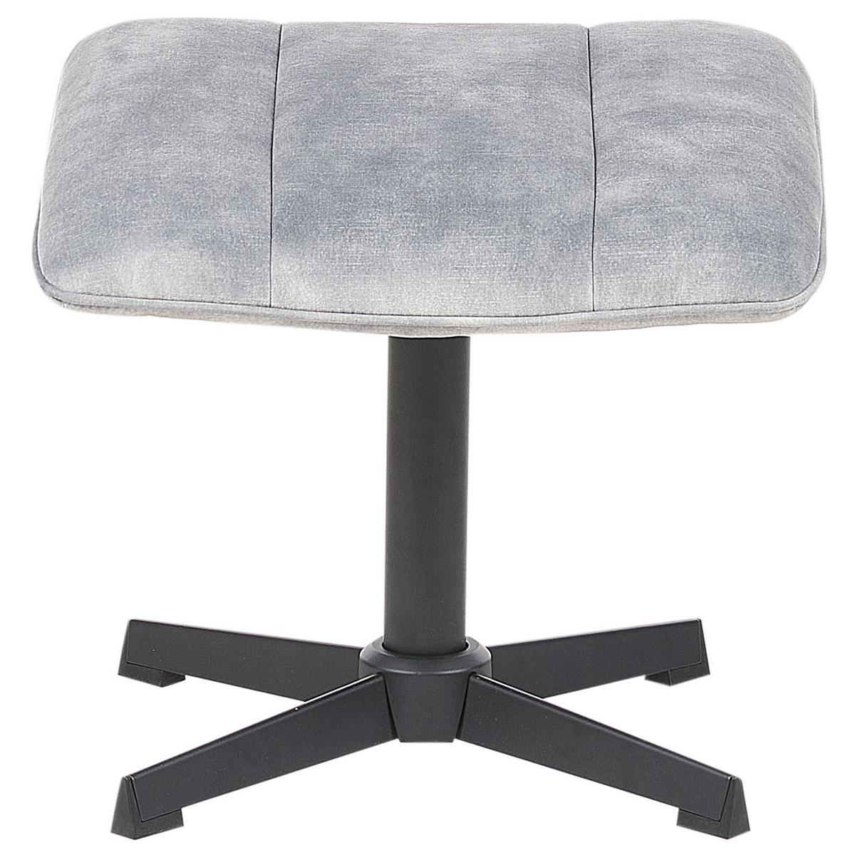 STUHL mit Fußhocker Hellgrau Lia - Schwarz/Grau, Textil (71/79/80cm) - Beliani