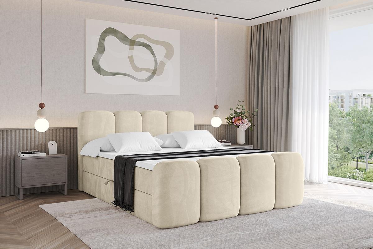 BOXBETT mit Matratze H4 und Lattenrost - NINA-Z - 200x200 cm - Beige - Sahara, Holzwerkstoff (200/200cm)