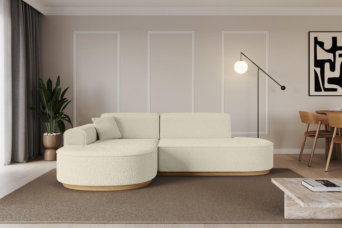 ECKSOFA Ottomane Links MARI-L1-v2 - 243x171x83 cm Beige Bouclé - Beige, Holzwerkstoff/Textil (243/171cm) - ALTDECOR