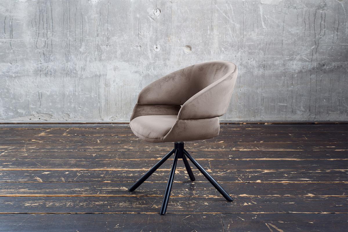 ESSZIMMERSTUHL LARA Taupe Velvet Drehbar (360°) (1er-Set) - Taupe, Kunststoff/Textil (61/82/62cm) - KAWOLA