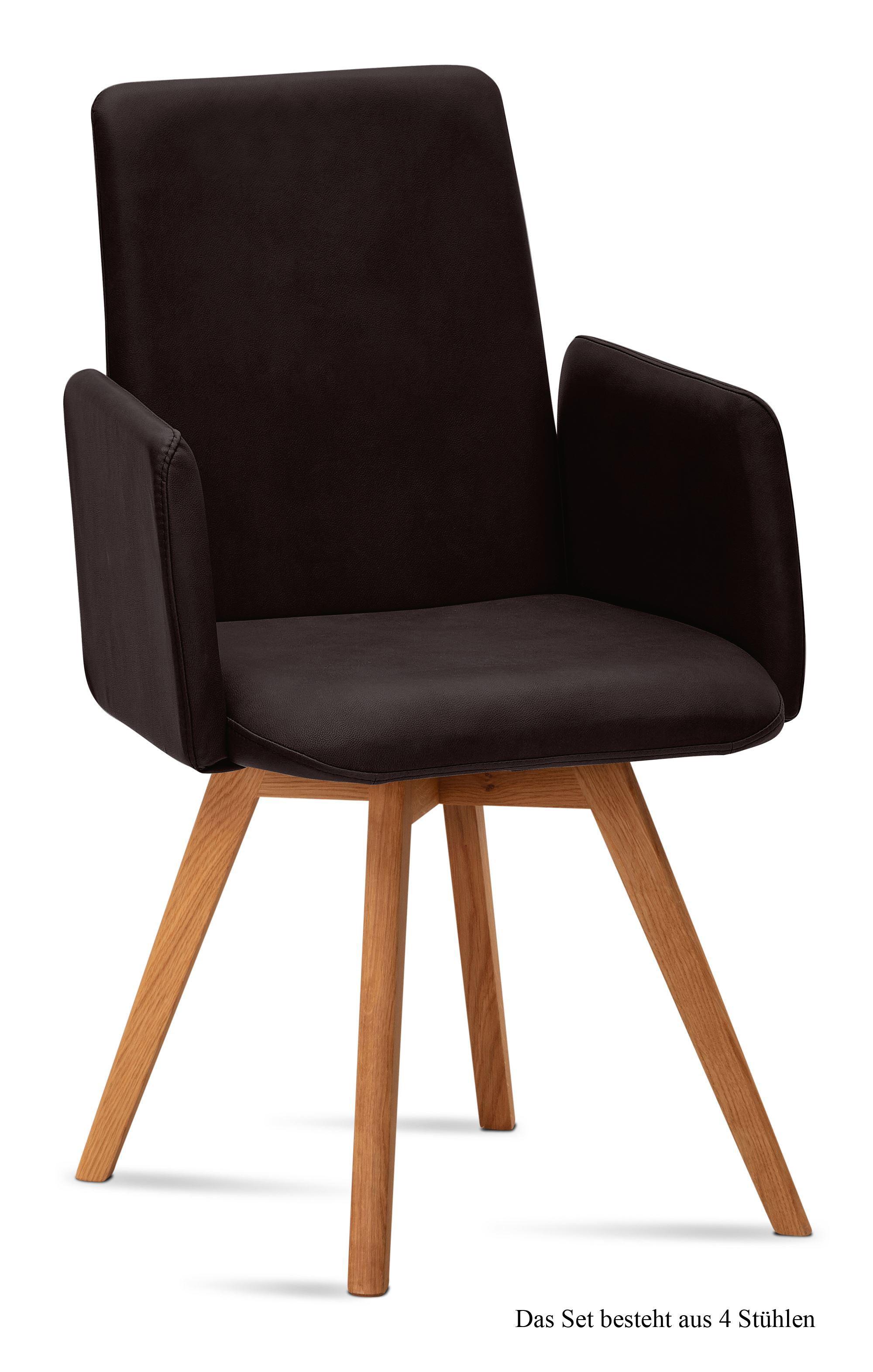 ARMLEHNSTUHL (4er-Set) Dilys 52x92x60 Eiche geölt/Espresso - Eichefarben/Dunkelbraun, Kunststoff (60/92/52cm) - 58aufmkessel