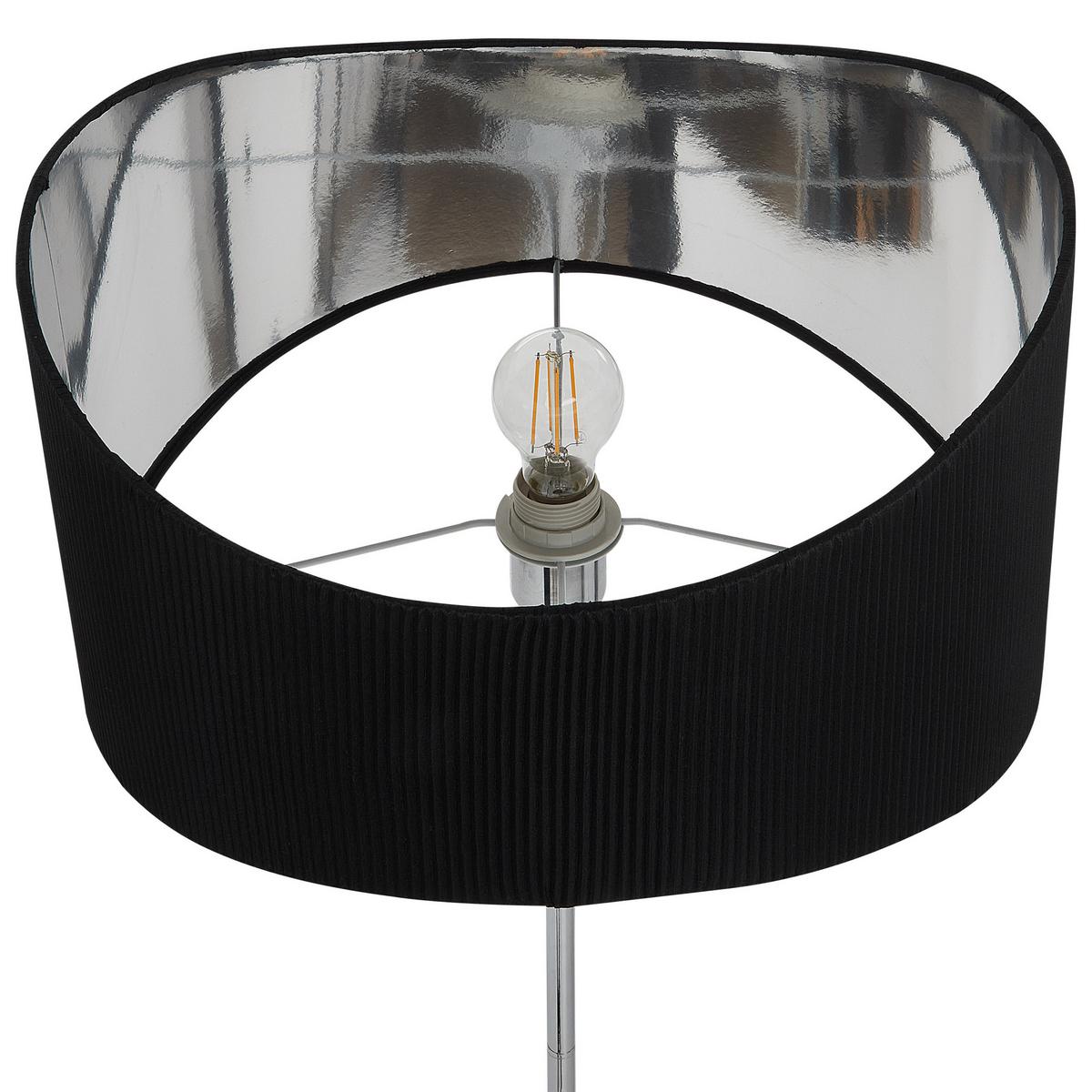 STEHLAMPE Silber/Schwarz Calvillo - Silberfarben/Schwarz, Metall (43/43/153cm) - Beliani