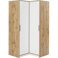 ECKSCHRANK Livo, Eckdrehtürenschrank mit 2 Türen, Weiß+eiche Viking - Eichefarben/Weiß, Holzwerkstoff (108.5/200/106.5cm) - Beautysofa