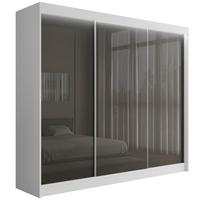 KLEIDERSCHRANK PEKA mit LED - 250 cm - Weiß|Grau - Weiß/Grau, Holzwerkstoff (250/215/61cm) - ALTDECOR