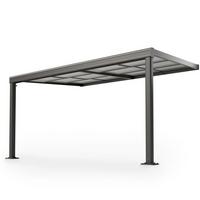 TERRASSENDACH Jakarta 4x3m dunkelgrau mit Polycarbonatplatten - Dunkelgrau, Metall (300/254/400cm) - Juskys