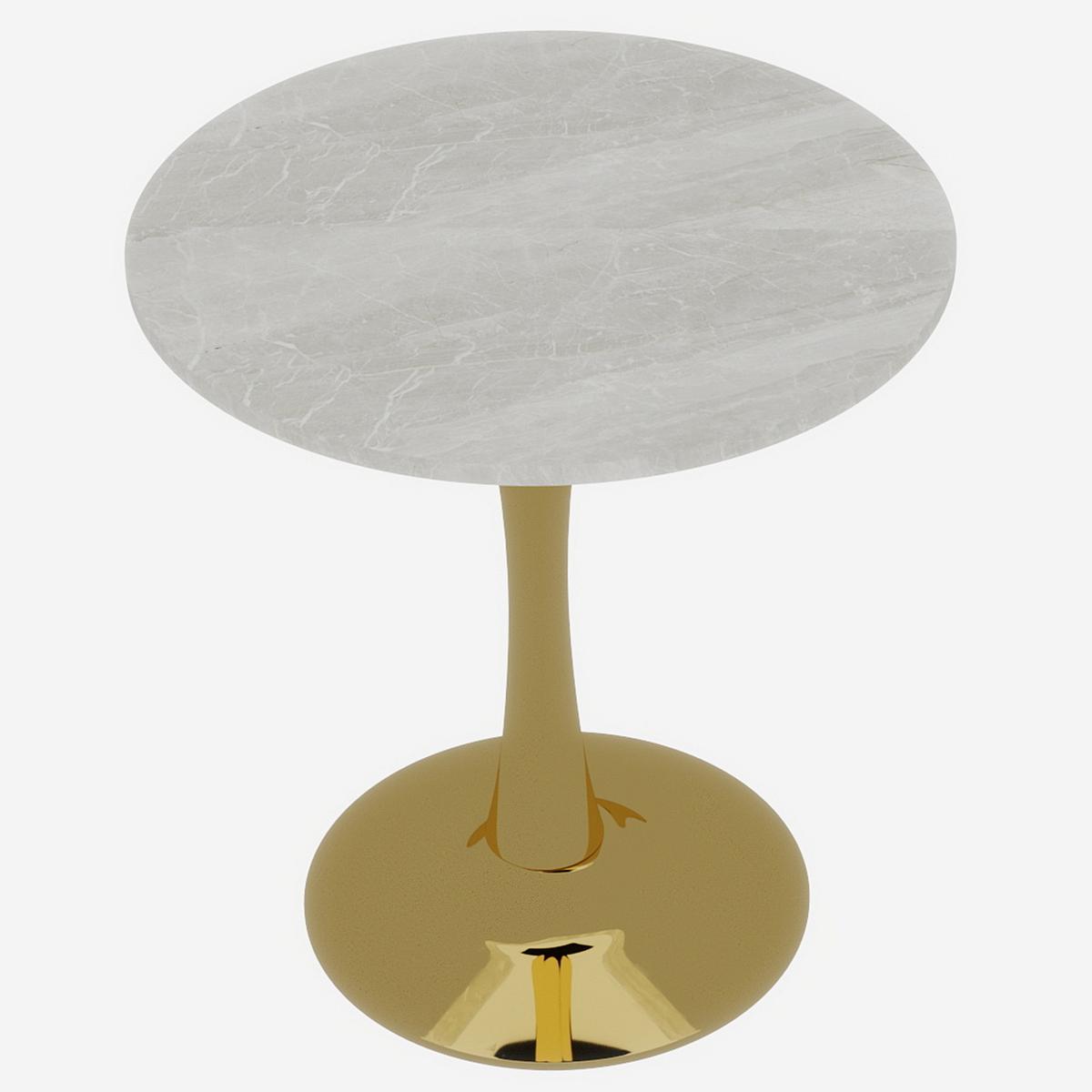 ESSZIMMERTISCH Marmor-Optik & Gold runder Bistrotisch für 2-4 Personen - Weiß, Holzwerkstoff (70/70/72cm) - Urban Meuble