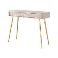 KONSOLENTISCH Vespasia 1S Beige 100,2/78/38 cm – Geriffelten Fronten - Beige/Goldfarben, Holzwerkstoff/Metall (38/100.2/78cm) - AX Living