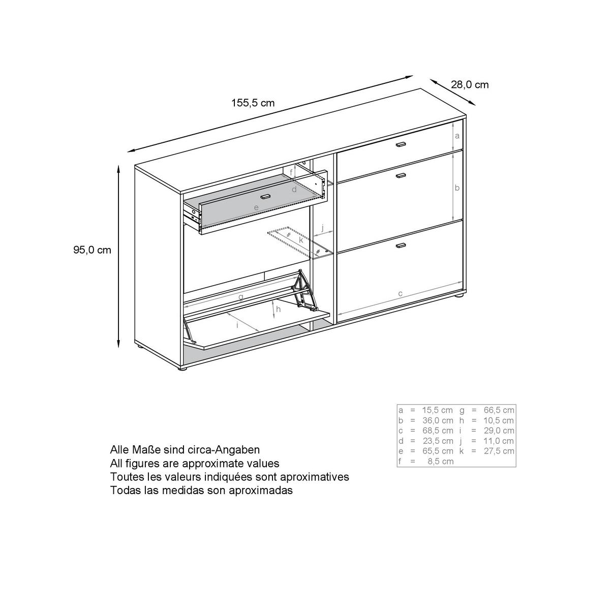 SCHUHSCHRANK Today Fronten in Braun meliert - Graubraun, Holzwerkstoff (155.5/95/28cm) - Vladon