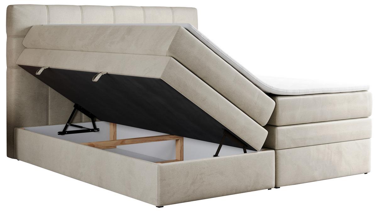BOXSPRINGBETT ERNI KING 140/200 Beige Velvet - H3 - Beige, Holz/Textil (140/200cm) - MKS
