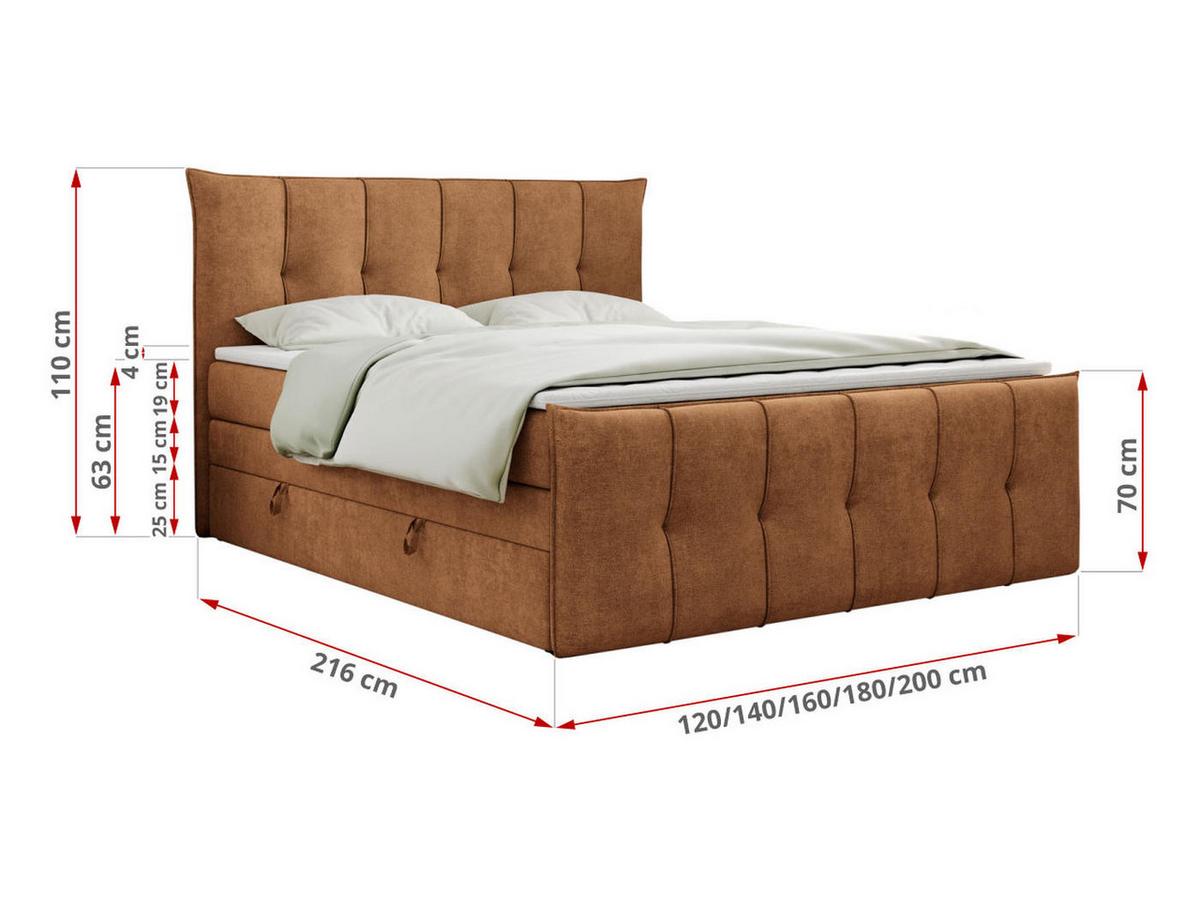 BOXSPRINGBETT PREMIUM 11 KING 120/200 Orange Struktur - H4 - Orange, Holz/Textil (120/200cm) - MKS