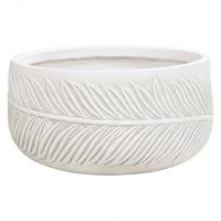 BLUMENTOPF cremeweiß rund 35/35/19 cm Ftero - Weiß, Naturmaterialien (19cm) - Beliani