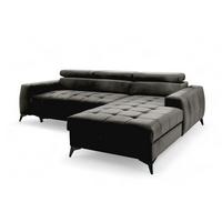 ECKSOFA L Form Arkucio Mini Schwarz 260/200/95 cm Rechts mit Schlaffunktion - Schwarz, Textil/Metall (260/200cm) - AX Living