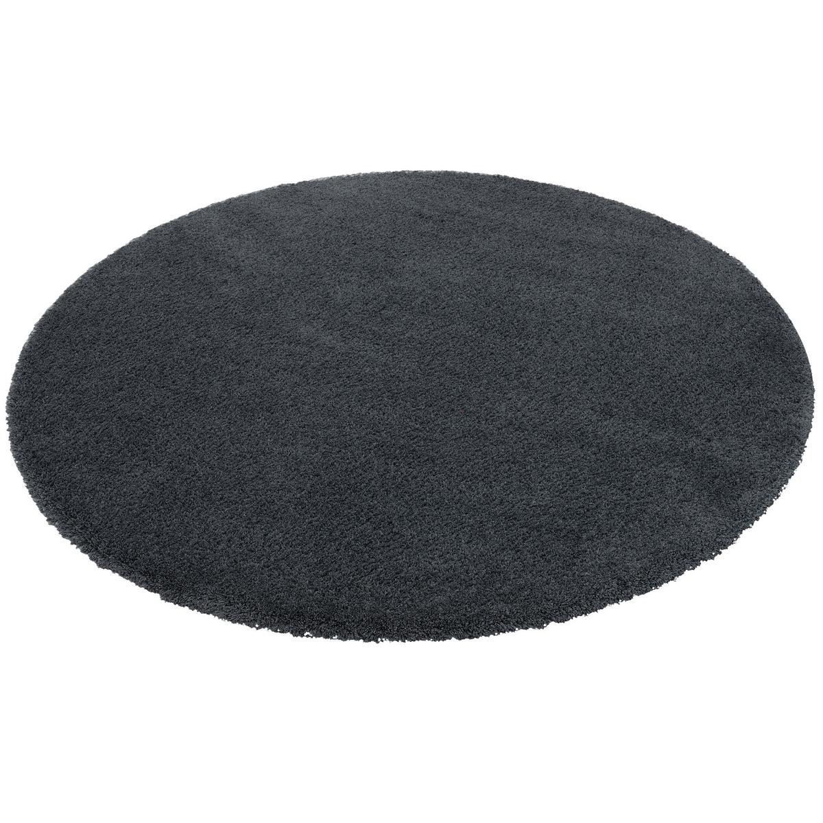 LUXUS HOCHFLOR LANGFLOR TEPPICH HARMONY RUND - Anthrazit, Textil (160/160cm) - Snapstyle