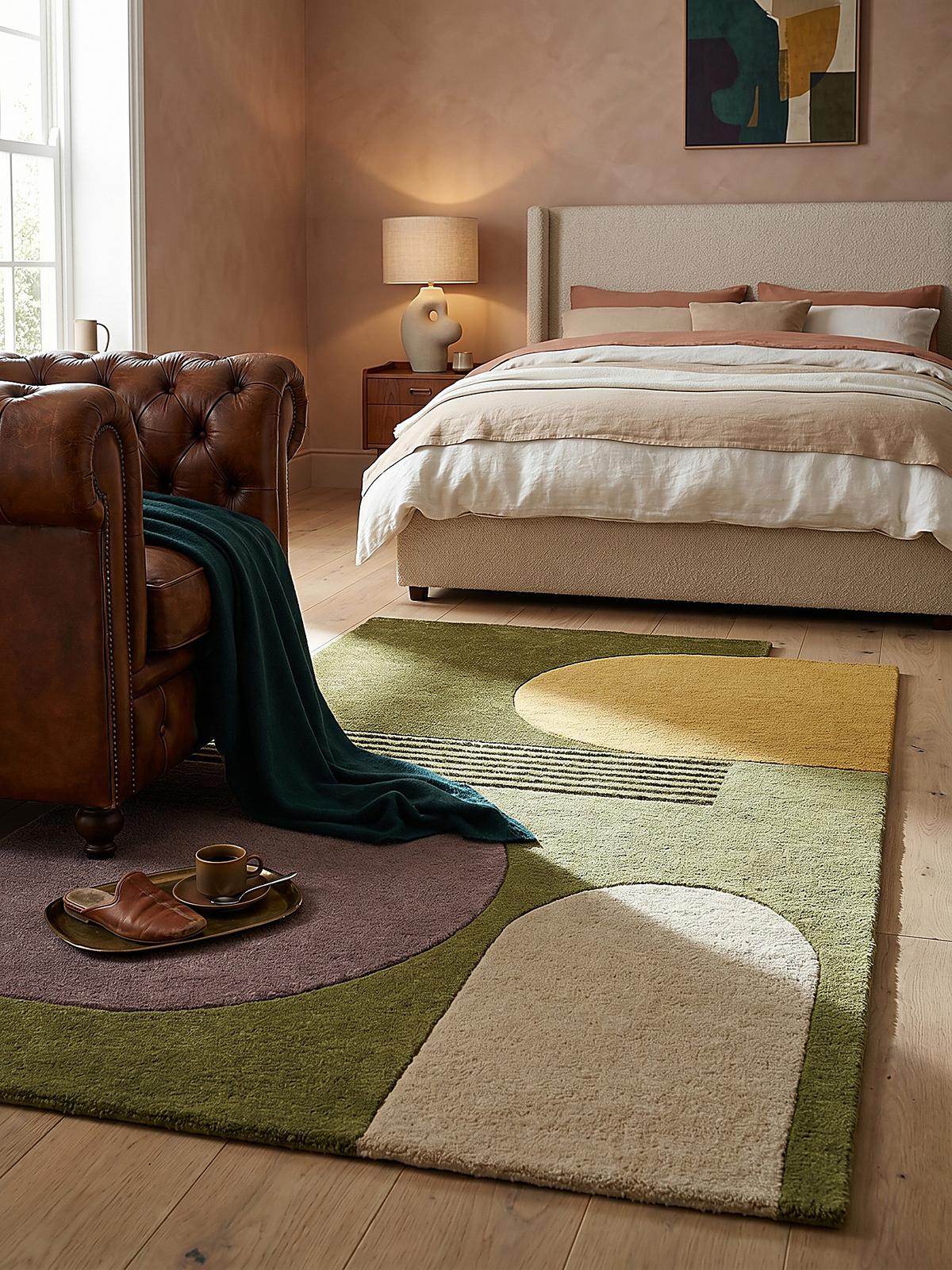 WOLLTEPPICH HALLEIN, abstrakt, aus Wolle, Grün, 200 x 290 cm - Grün, Textil (290/200cm) - KADIMA DESIGN