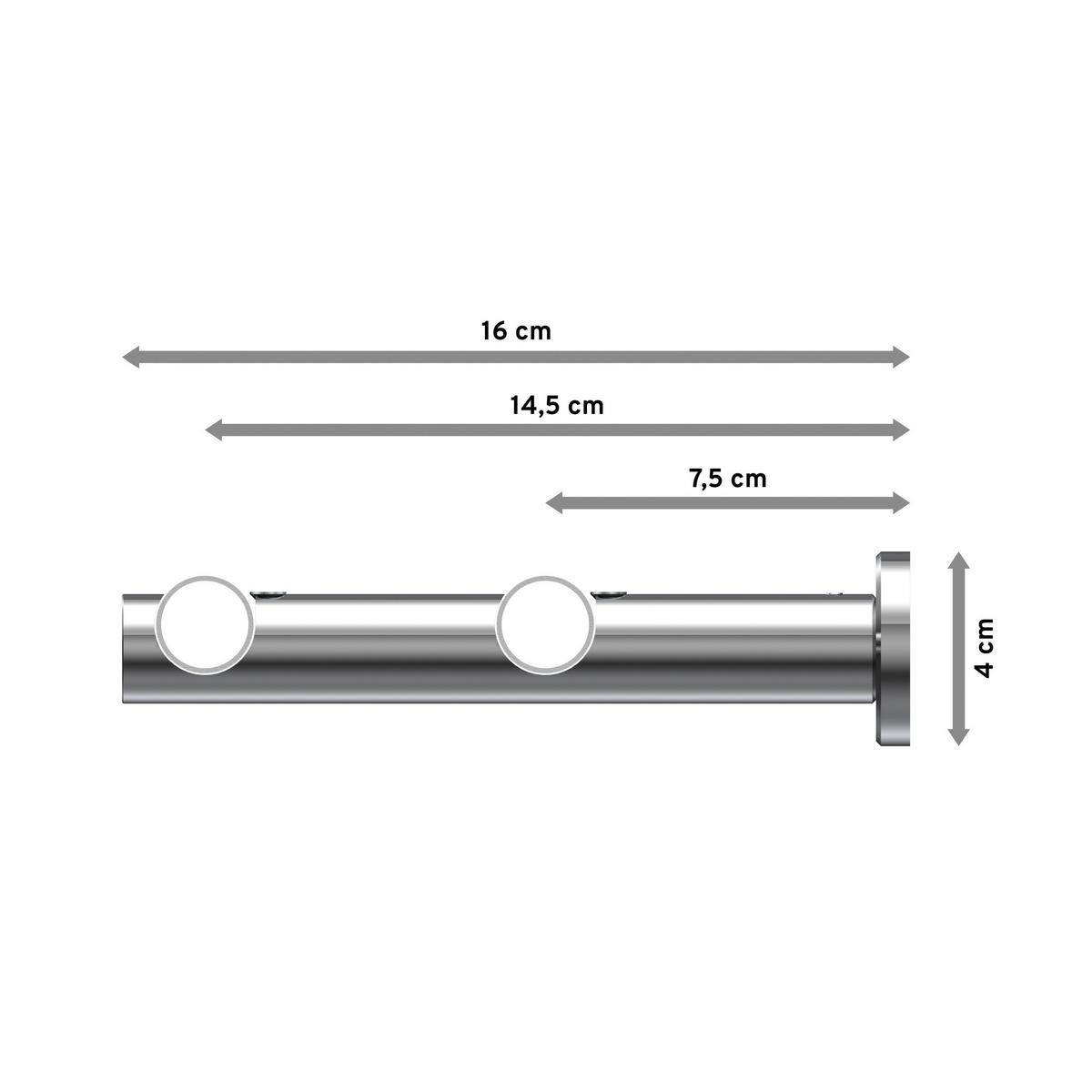GARDINENSTANGE Platon Tanara 120 cm, 2-läufig, 20 mm Ø Chrom - Chromfarben/Weiß, Metall (120cm) - INTERDECO