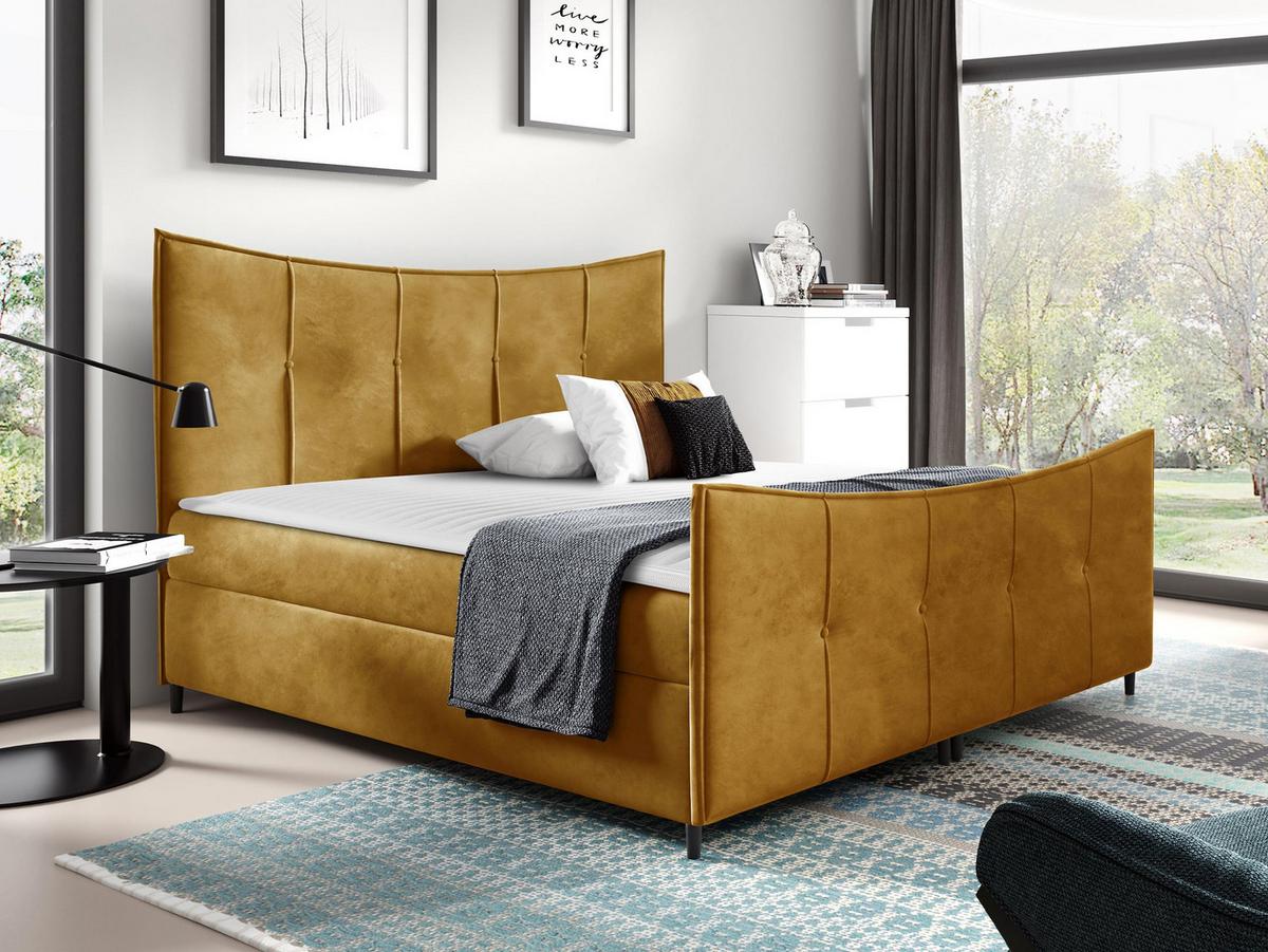 BOXBETT Bergamo Lux - H3 - Gelb, Holz (160/200cm) - MIRJAN24
