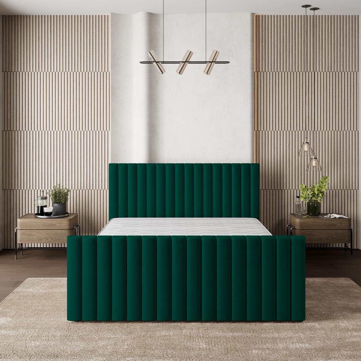 POLSTERBETT CANOVA K 120x200 cm mit Bettkästen - Grün - Grün, Holz/Textil - MASSENO