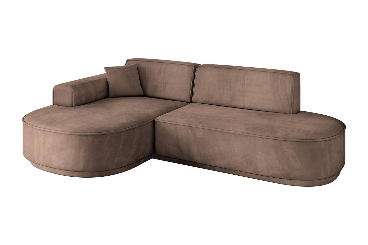 ECKSOFA Ottomane Links MARI-L1-v3 - 243x171x83 cm Braun Velours - Schwarz/Braun, Holzwerkstoff/Kunststoff (243/171cm) - ALTDECOR
