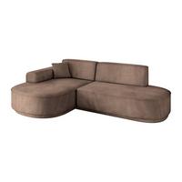 ECKSOFA Ottomane Links MARI-L1-v3 - 243x171x83 cm Braun Velours - Schwarz/Braun, Holzwerkstoff/Kunststoff (243/171cm) - ALTDECOR