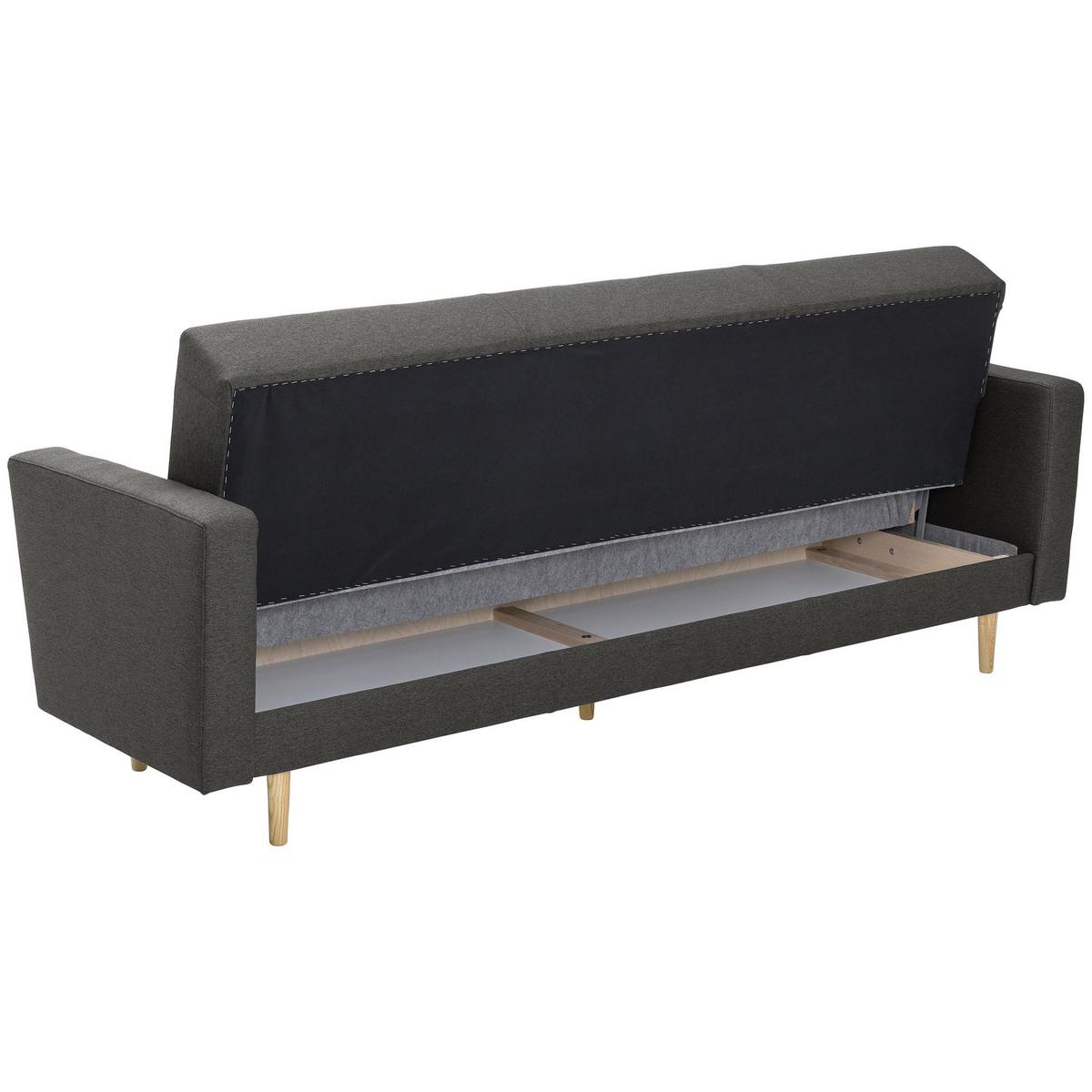 SOFA 3-Sitzer mit Bettfunktion Kazia Flachgewebe anthrazit - Anthrazit, Kunststoff (224/81/83cm) - 58aufmkessel