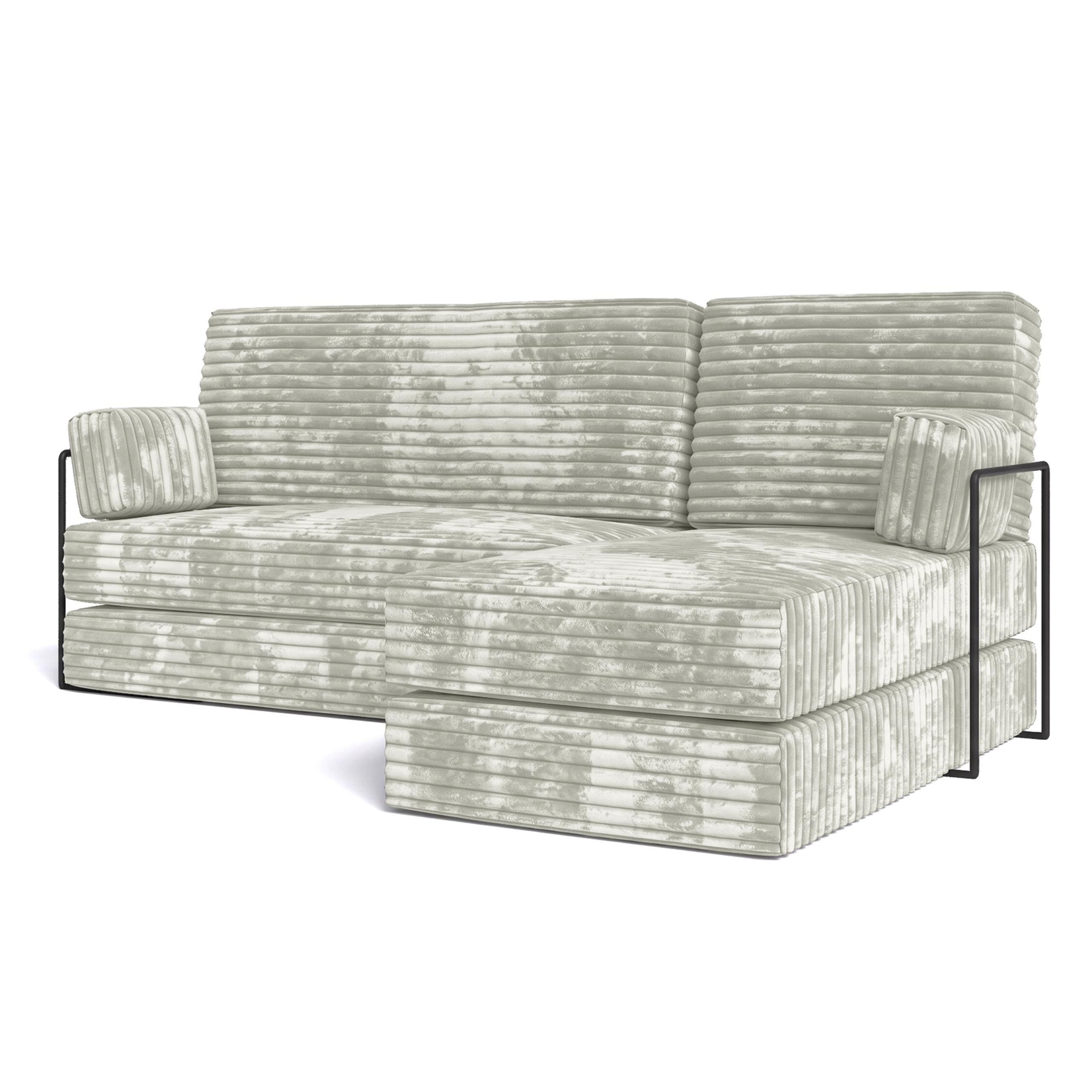 ECKSOFA NOTIA modulares Boneless Sofa mit Schlaffunktion Hellgrau Kordstoff - Hellgrau, Textil (200/120cm) - MASSENO