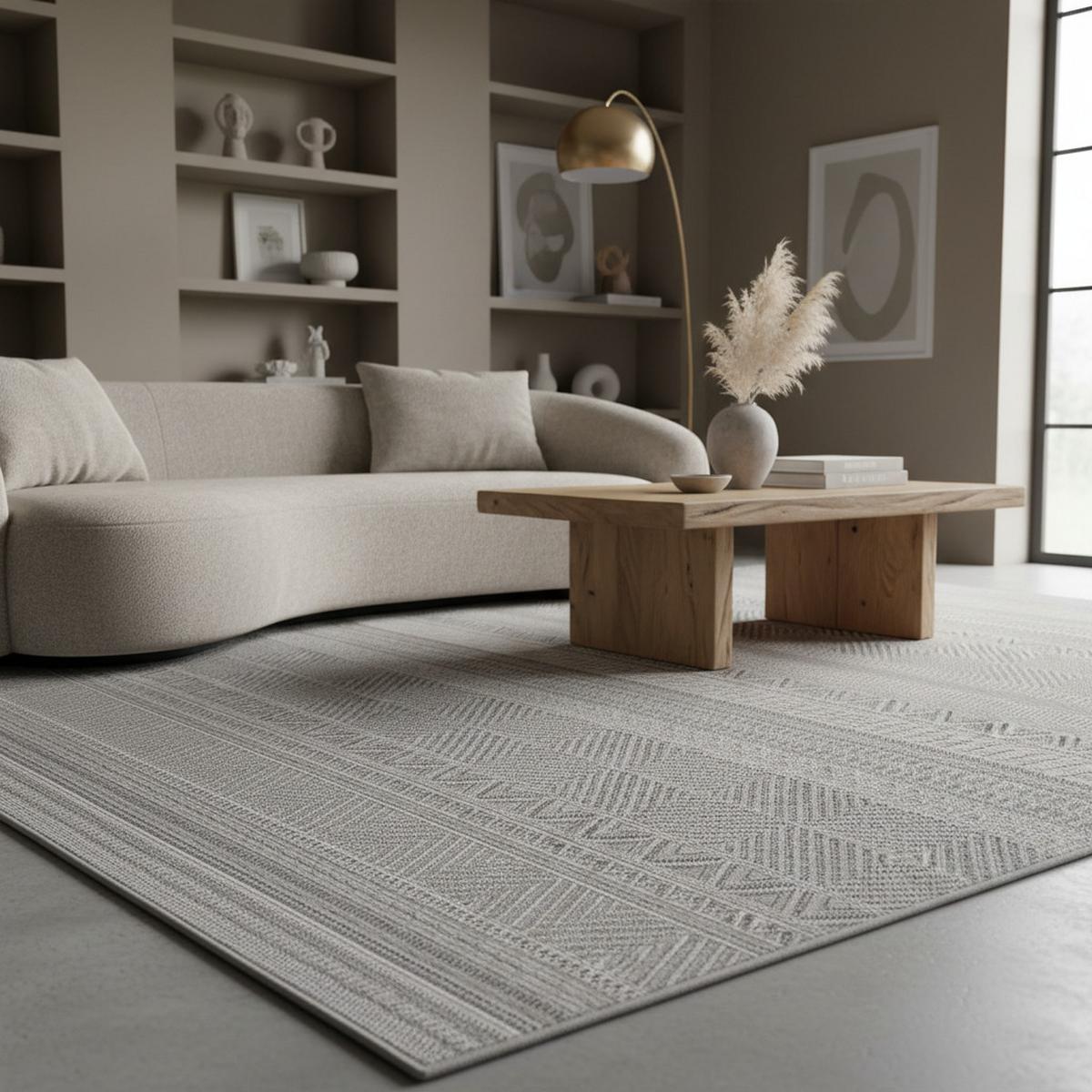 TEPPICH Outdoor VENTOUX in Grau, im Ethno-Stil, 280 x 370 cm - Grau, Textil (370/280cm) - KADIMA DESIGN