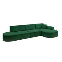 ECKSOFA Ottomane Rechts MARI-L2 - 328x171x79 cm Dunkelgrün Velours - Dunkelgrün/Schwarz, Holzwerkstoff/Kunststoff (171/328cm) - ALTDECOR
